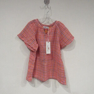 NWT Vineyard Vines Gingham Flutter Sleeve Top Size Small